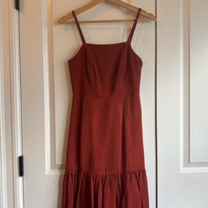 Club Monaco - Rust Colored Ruffle Hem Midi Dress - Size 00